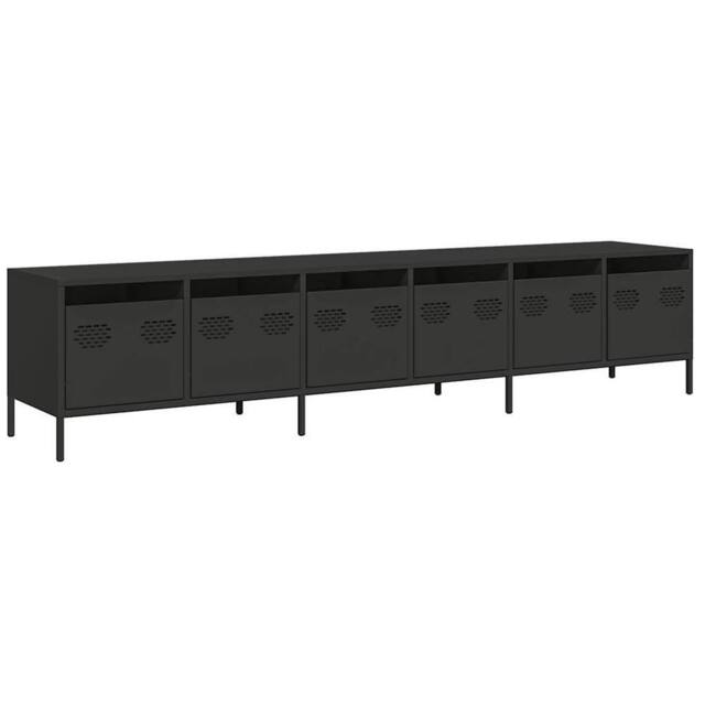 Berkfield Home TV Cabinet Black 202x39x43.5 cm Cold-rolled Steel - image 1
