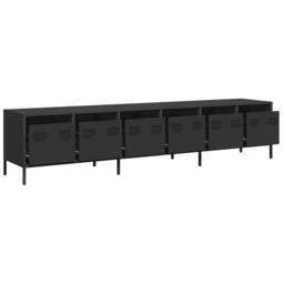 Berkfield Home TV Cabinet Black 202x39x43.5 cm Cold-rolled Steel - thumbnail 4