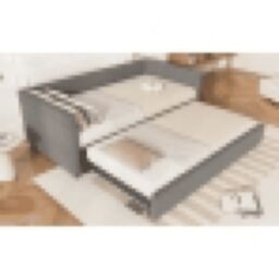 Matteo Upholstered bed, 3FT single bed bottom with bed 90x190cm, can be joined into a double bed, daybed sofa bed in Grey - Size: Single Fitted - thumbnail 8