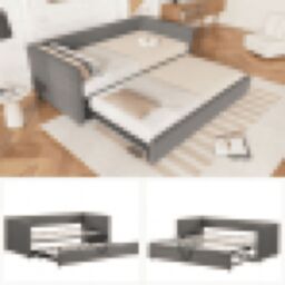 Matteo Upholstered bed, 3FT single bed bottom with bed 90x190cm, can be joined into a double bed, daybed sofa bed in Grey - Size: Single Fitted - thumbnail 7