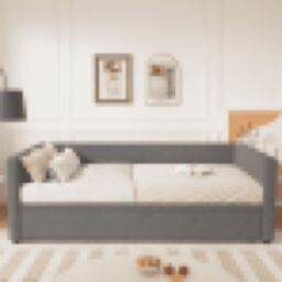 Matteo Upholstered bed, 3FT single bed bottom with bed 90x190cm, can be joined into a double bed, daybed sofa bed in Grey - Size: Single Fitted - thumbnail 6