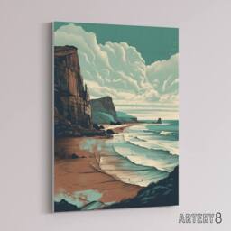 "Artery8 Cliff Bay Dramatic Coastal Landscape Canvas Wall Art Print in Blue - Size: W24"" x H32""" - thumbnail 2