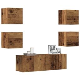 Berkfield Home 5 Piece TV Cabinet Set Wall-mounted Old Wood Engineered Wood - thumbnail 1