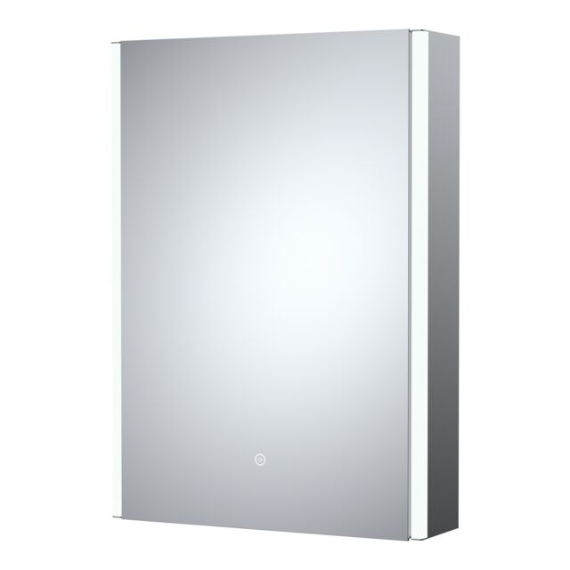 Balterley Rectangular 1 Door Touch Mirror Cabinet, Demister 500mm - White/Chrome in Silver - image 1