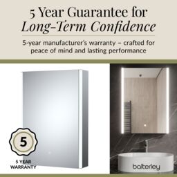 Balterley Rectangular 1 Door Touch Mirror Cabinet, Demister 500mm - White/Chrome in Silver - thumbnail 6