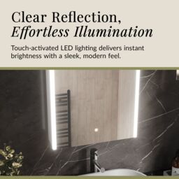 Balterley Rectangular 1 Door Touch Mirror Cabinet, Demister 500mm - White/Chrome in Silver - thumbnail 7
