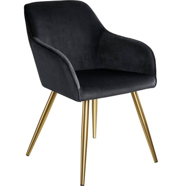 tectake Accent Chair Marilyn Per Piece - Black/Gold in Black - Size: 1 Pack - image 1