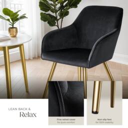 tectake Accent Chair Marilyn Per Piece - Black/Gold in Black - Size: 1 Pack - thumbnail 4