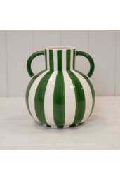 KDMD Green & White Striped Statement Vase