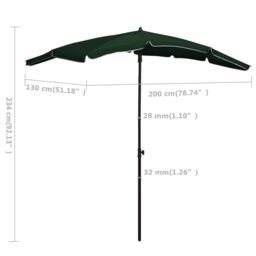 Berkfield Home Garden Parasol with Pole 200x130 cm Green - thumbnail 6