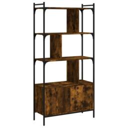 Berkfield Home Bookcase with Doors Smoked Oak 76.5x30x154.5 cm Engineered Wood in Brown - thumbnail 1