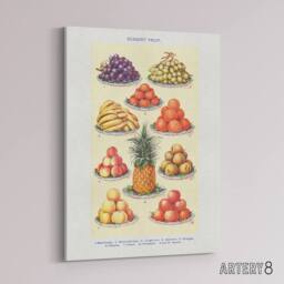 "Artery8 Summer Dessert Fruit Kitchen Mrs Beeton Canvas Wall Art Print in Yellow - Size: W18"" x H24""" - thumbnail 2