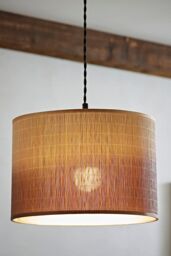 ValueLights Mollie Ombre Natural Bamboo Drum EasyFit Ceiling Pendant Lamp Shade in Brown