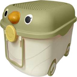 ATEK Large 45L Toy Storage Box with Lid on Wheels Kids Toy Organizer Box in Green - thumbnail 2