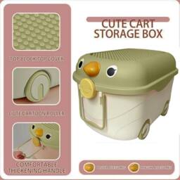 ATEK Large 45L Toy Storage Box with Lid on Wheels Kids Toy Organizer Box in Green - thumbnail 6