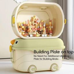 ATEK Large 45L Toy Storage Box with Lid on Wheels Kids Toy Organizer Box in Green - thumbnail 4
