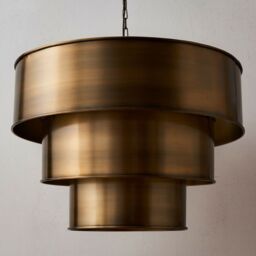 Loops Hanging Ceiling Pendant Light AGED BRASS 3 Ring Metal Shade Lamp Bulb Holder in Metallics - thumbnail 3