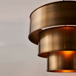 Loops Hanging Ceiling Pendant Light AGED BRASS 3 Ring Metal Shade Lamp Bulb Holder in Metallics - thumbnail 5