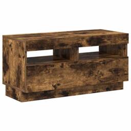 Berkfield Home TV Cabinet with LED Lights Smoked Oak 80x35x40 cm in Brown - Size: 80 x 35 x 40 cm - thumbnail 8