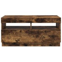 Berkfield Home TV Cabinet with LED Lights Smoked Oak 80x35x40 cm in Brown - Size: 80 x 35 x 40 cm - thumbnail 6