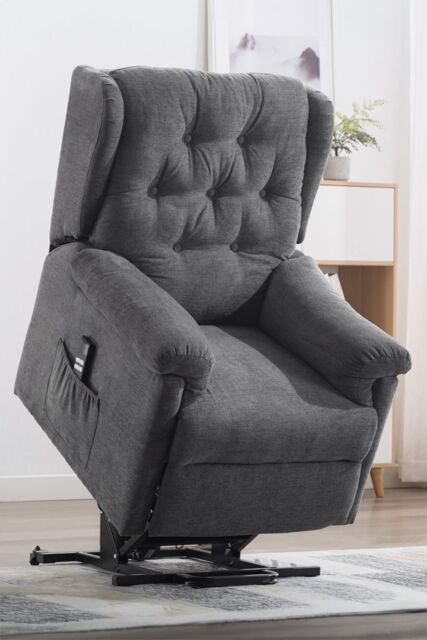 More4Homes Barnsley Fabric Electric Dual Motor Rise Recliner Mobility Armchair in Charcoal - image 1