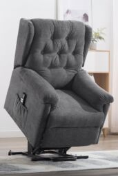 More4Homes Barnsley Fabric Electric Dual Motor Rise Recliner Mobility Armchair in Charcoal - thumbnail 1