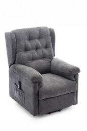 More4Homes Barnsley Fabric Electric Dual Motor Rise Recliner Mobility Armchair in Charcoal - thumbnail 2