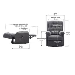 More4Homes Barnsley Fabric Electric Dual Motor Rise Recliner Mobility Armchair in Charcoal - thumbnail 7