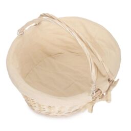 Red Hamper Wicker Large Swing Handle Shopping Basket With Red & White Check in Light Sand - thumbnail 1
