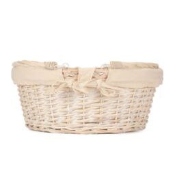 Red Hamper Wicker Large Swing Handle Shopping Basket With Red & White Check in Light Sand - thumbnail 2