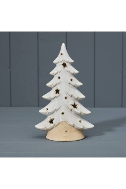 KDMD Ceramic Tree Tealight Holder in White - image 1