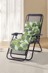 Living and Home 110cm L x 40cm W Banana Leaf Print Button Tufted Lounge Cushion Beach Chair Seat Cushion in Green - Size: 110 cm L x 40 cm W - thumbnail 1