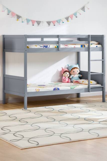 HD Designs Gemini Detachable Bunk Bed & Libra Wooden Underbed Drawers in Grey - Size: Single - image 1