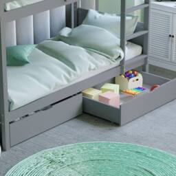 HD Designs Gemini Detachable Bunk Bed & Libra Wooden Underbed Drawers in Grey - Size: Single - thumbnail 3