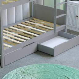 HD Designs Gemini Detachable Bunk Bed & Libra Wooden Underbed Drawers in Grey - Size: Single - thumbnail 5