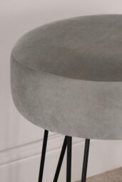 OHS Matte Velvet Dressing Table Stool Ottoman Hairpin Round Vanity Seat Makeup Chair in Charcoal - thumbnail 2