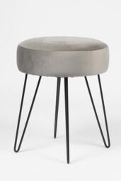 OHS Matte Velvet Dressing Table Stool Ottoman Hairpin Round Vanity Seat Makeup Chair in Charcoal - thumbnail 3