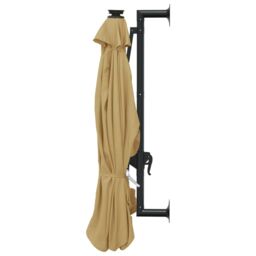 Berkfield Home Wall-mounted Parasol with LEDs & Metal Pole 300 cm Taupe in Beige - thumbnail 5