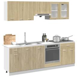 Berkfield Home 8 Piece Kitchen Cabinet Set Lyon Sonoma Oak Engineered Wood in Brown - thumbnail 3