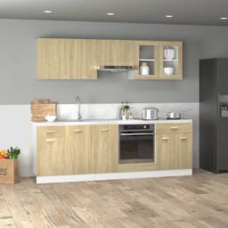 Berkfield Home 8 Piece Kitchen Cabinet Set Lyon Sonoma Oak Engineered Wood in Brown