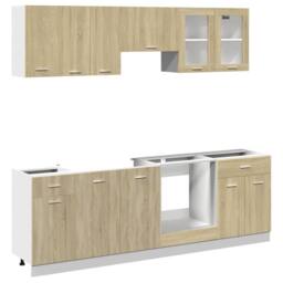 Berkfield Home 8 Piece Kitchen Cabinet Set Lyon Sonoma Oak Engineered Wood in Brown - thumbnail 2