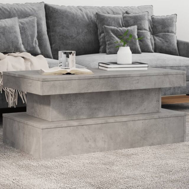 Berkfield Home Coffee Table with LED Lights Concrete Grey 90x50x40 cm - Size: 90 x 50 x 40 cm - image 1