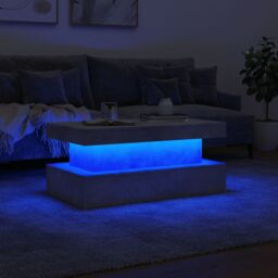 Berkfield Home Coffee Table with LED Lights Concrete Grey 90x50x40 cm - Size: 90 x 50 x 40 cm - thumbnail 5
