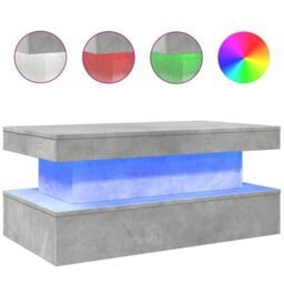 Berkfield Home Coffee Table with LED Lights Concrete Grey 90x50x40 cm - Size: 90 x 50 x 40 cm - thumbnail 2