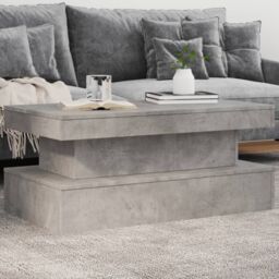 Berkfield Home Coffee Table with LED Lights Concrete Grey 90x50x40 cm - Size: 90 x 50 x 40 cm - thumbnail 1