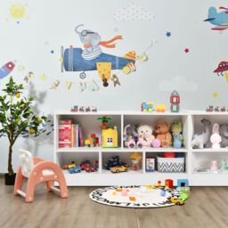 Costway Wooden Cube Bookcase 2 Tier Open Storage Shelving Unit with 5 Compartments in White - thumbnail 6