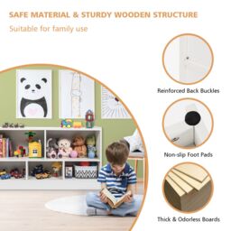 Costway Wooden Cube Bookcase 2 Tier Open Storage Shelving Unit with 5 Compartments in White - thumbnail 5