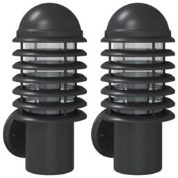 Berkfield Home Outdoor Wall Lights 2pcs Black Stainless Steel - thumbnail 3