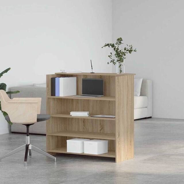 Berkfield Home Reception Desk Sonoma Oak 100x50x103.5 cm Engineered Wood in Light Tan - image 1
