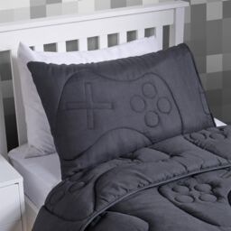 OHS Gaming Duvet Coverless Quilted 7.5 TOG Pillowcase Set Embossed in Black - Size: Single - thumbnail 3